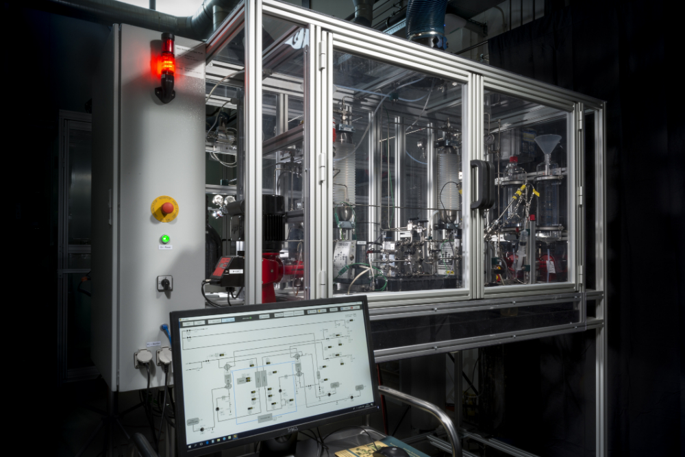 Figure 3: Bench-scale electrolysis and separation skid developed within the VoltaChem program