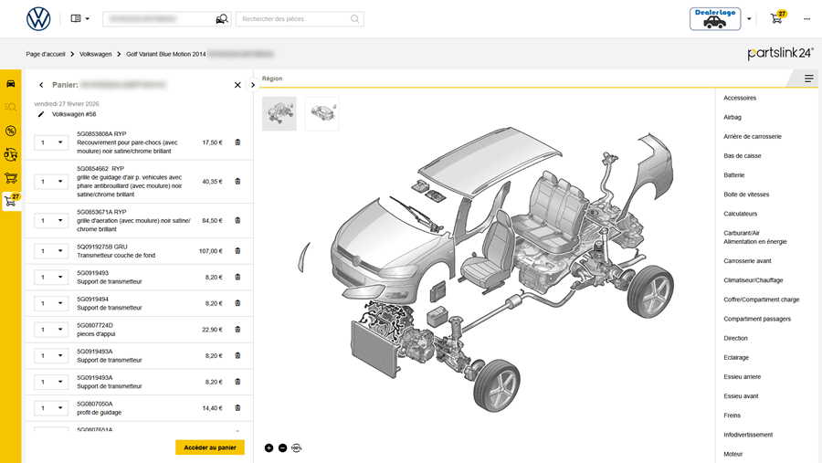 Cherchez et commandez des pièces d'origine avec partslink24