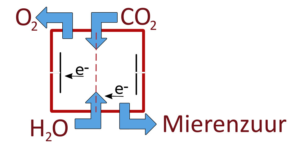 Elektrochemische productie van mierenzuur uit CO2 en water